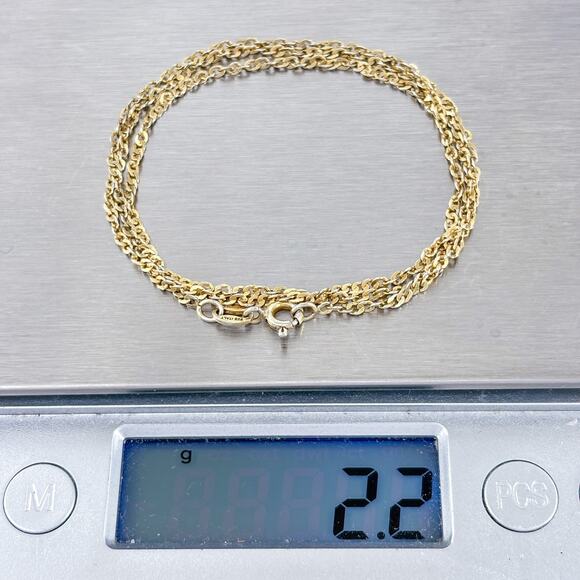 Vintage Danecraft Italy Sterling Silver Gold-Tone Cable Link Chain Necklace 18" - Picture 3 of 3